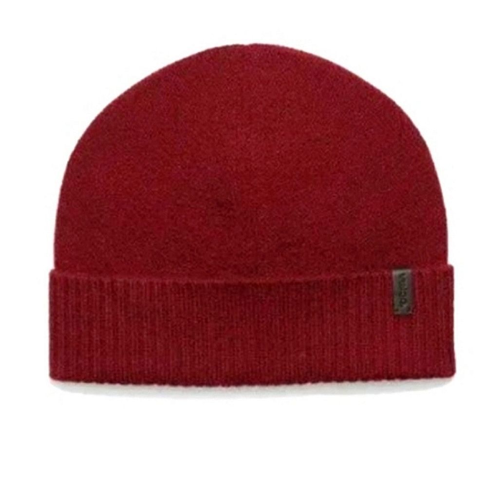Vince Women's Red Pure Cashmere Reverse Jersey Cuffed Hat Size OS